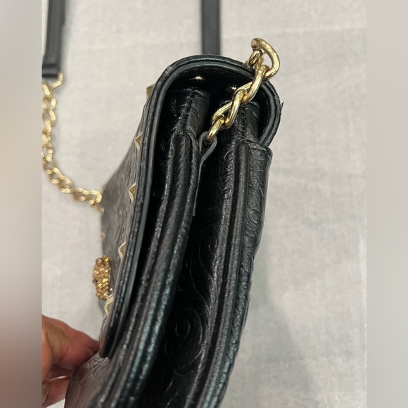 Guess Embossed Black Faux Leather Studded Crossbody Bag Jaguar - Picture 4 of 15